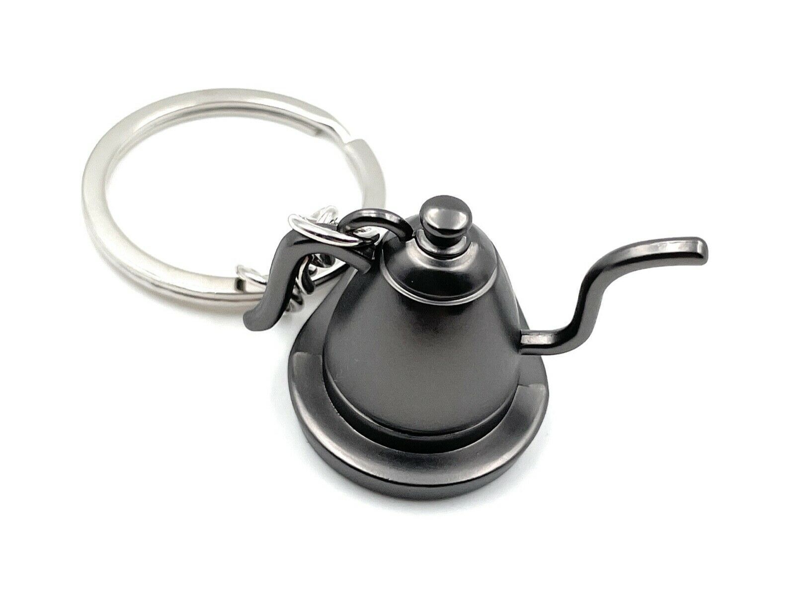 Onwomania Schwarz Schlüsselanhänger Teekanne Tee Antik Anhänger Keychain