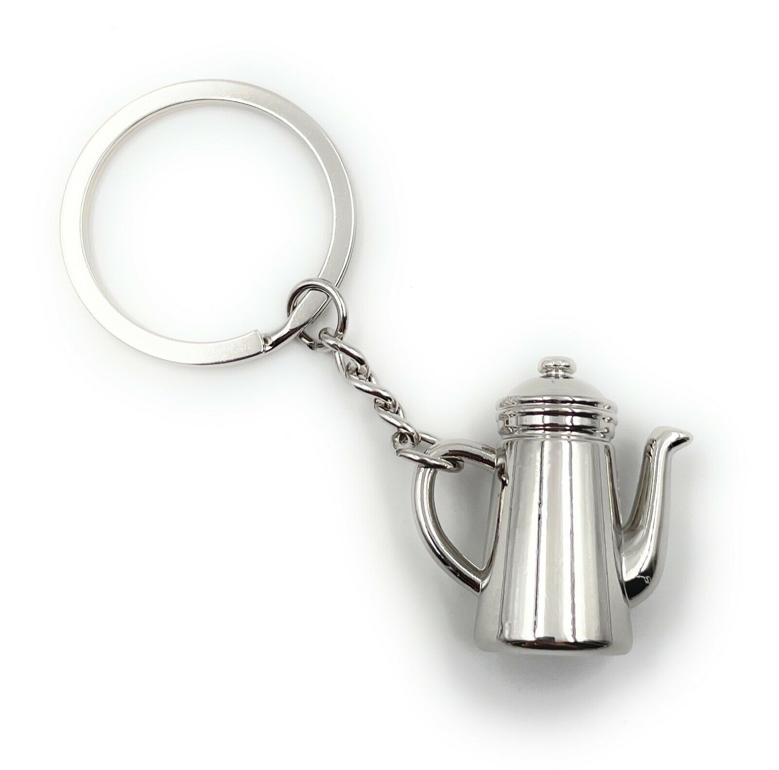 Onwomania Silber Schlüsselanhänger Karaffe Teekanne Kaffeekanne Anhänger Keychain