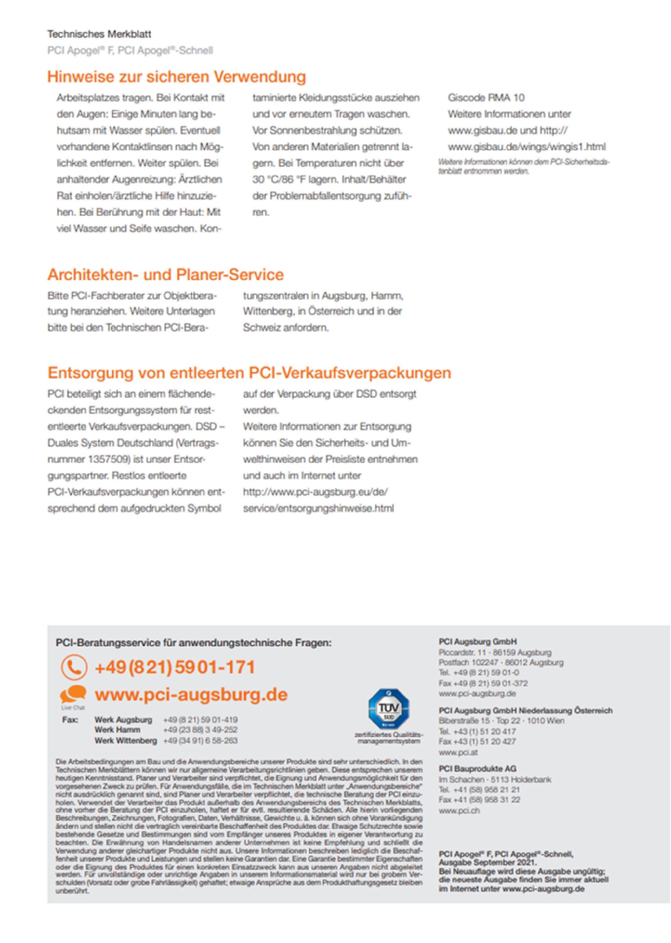 Gießharz PCI Apogel F 1 kg zum Vergießen und Verpressen von Rissen ...