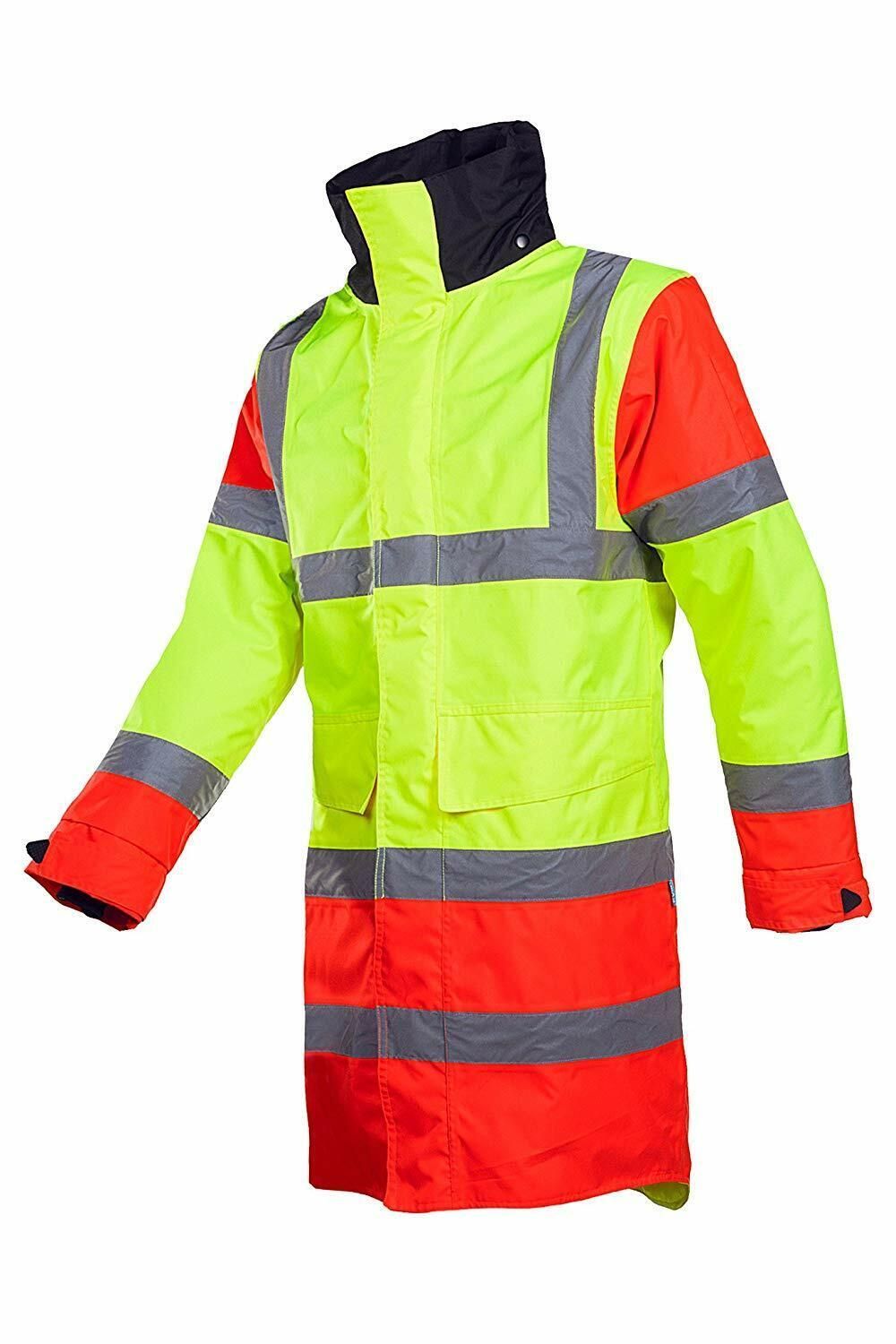 Herren Sioen Thoras Parka Hi-Vis Chaqueta Impermeable Medio Yellow Tamaño M Warn Nuevo