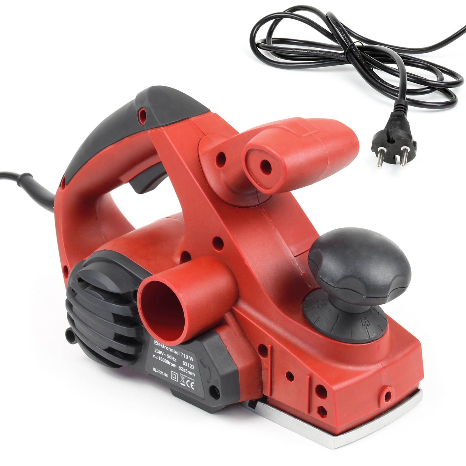 Wiltec Rot Elektrohobel 710W 82Mm Falzhobel Hobelmaschine Handhobel Holzhobel Hobel