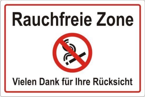 Rauchfreie Zone - 4 Größen - Aufkleber Schild Hinweis Verbotsschild Nr ...