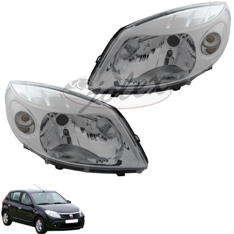 Scheinwerfer chrom H4 rechts + links Set Satz Paar Dacia Sandero 08-12 NEU