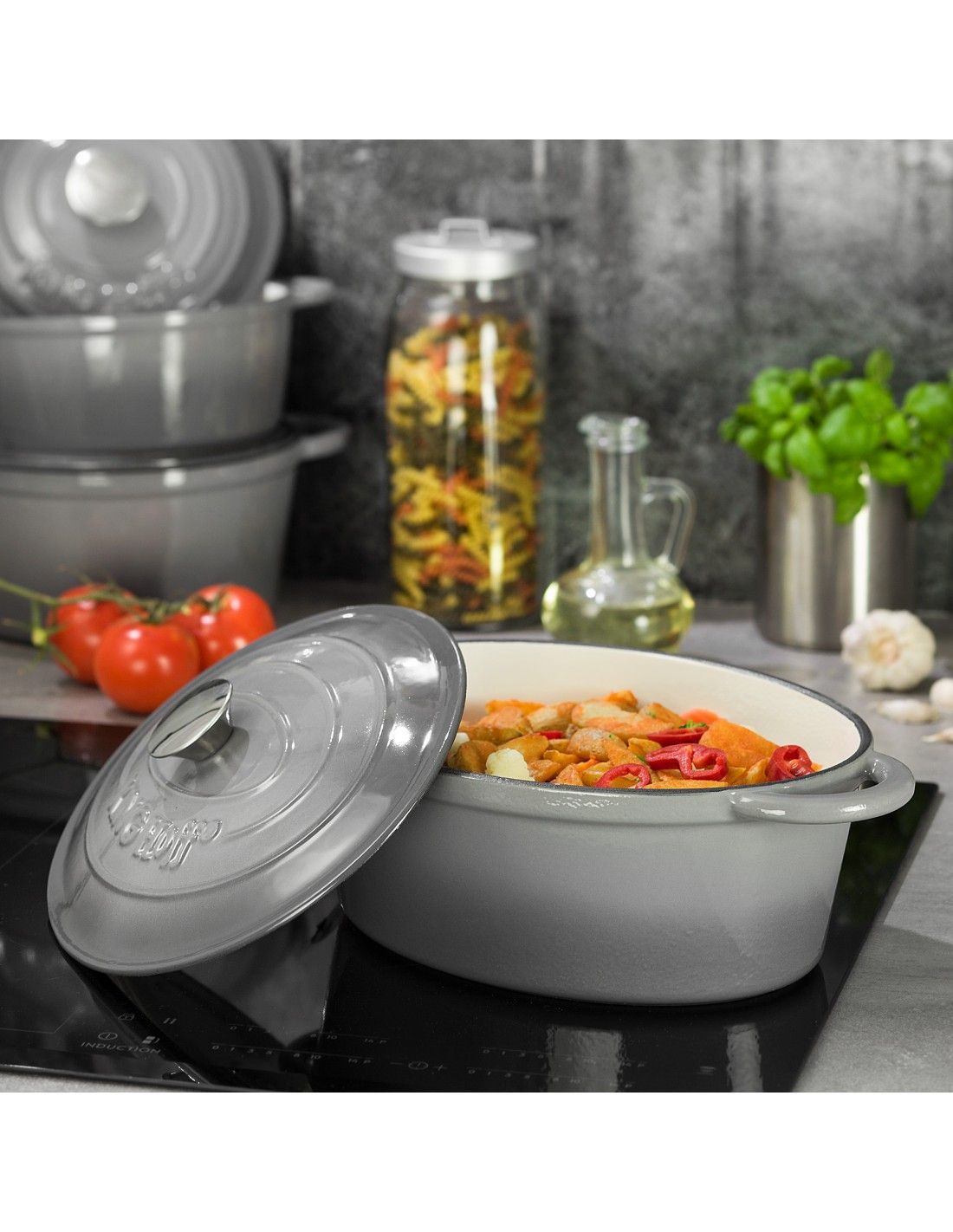 Kinghoff Herren Grau King Hoff Bräter Gusseisen 4,5 Liter 30 Cm Emaliert Für Hobby Köche Geschenk