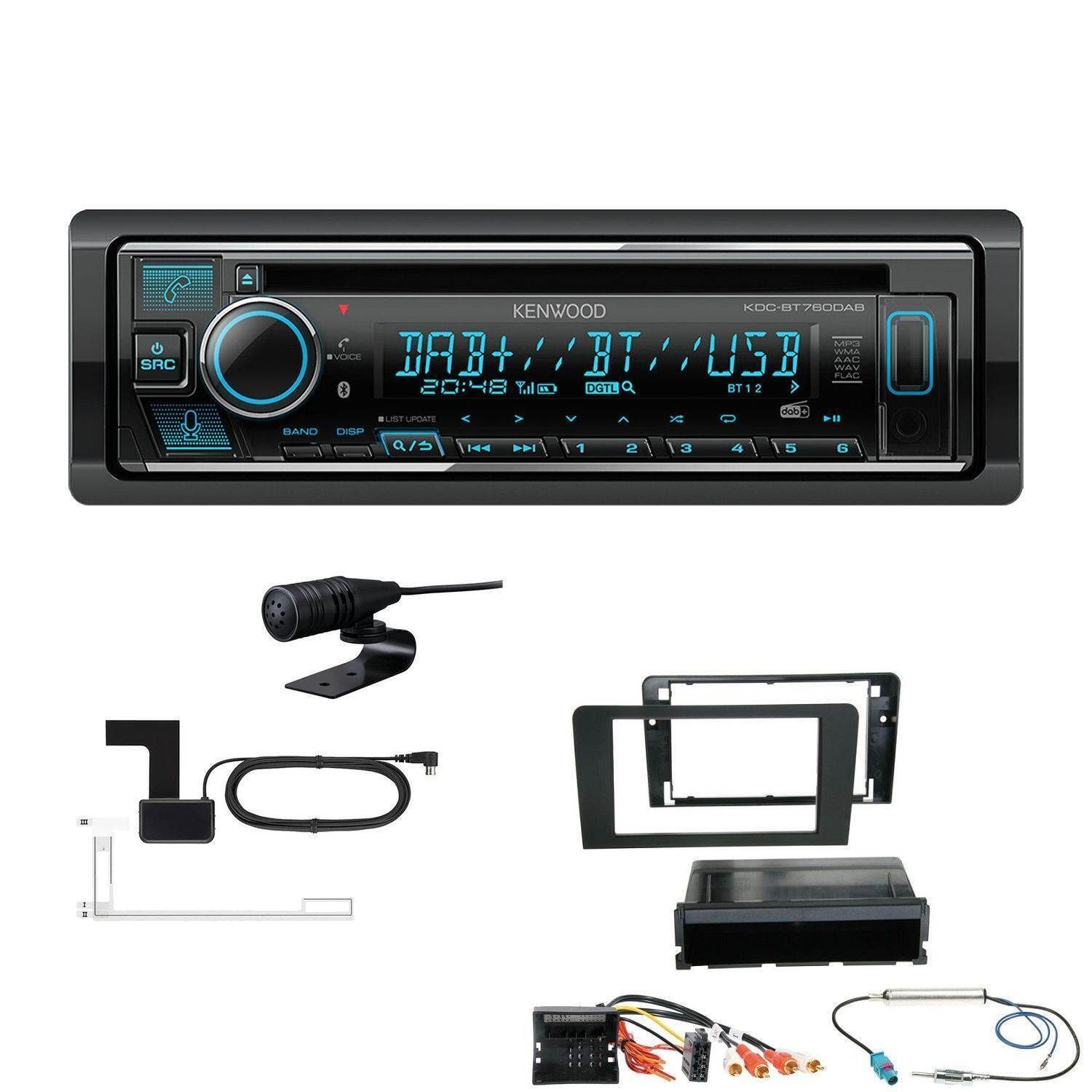 Kenwood 1-DIN Receiver Autoradio DAB+ CD Bluetooth für Audi A3 vollaktiv Bose