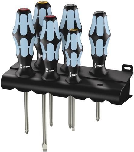 Wera 3334/3350/3355/6 Schraubendrehersatz, Edelstahl + Rack, 6-Teilig