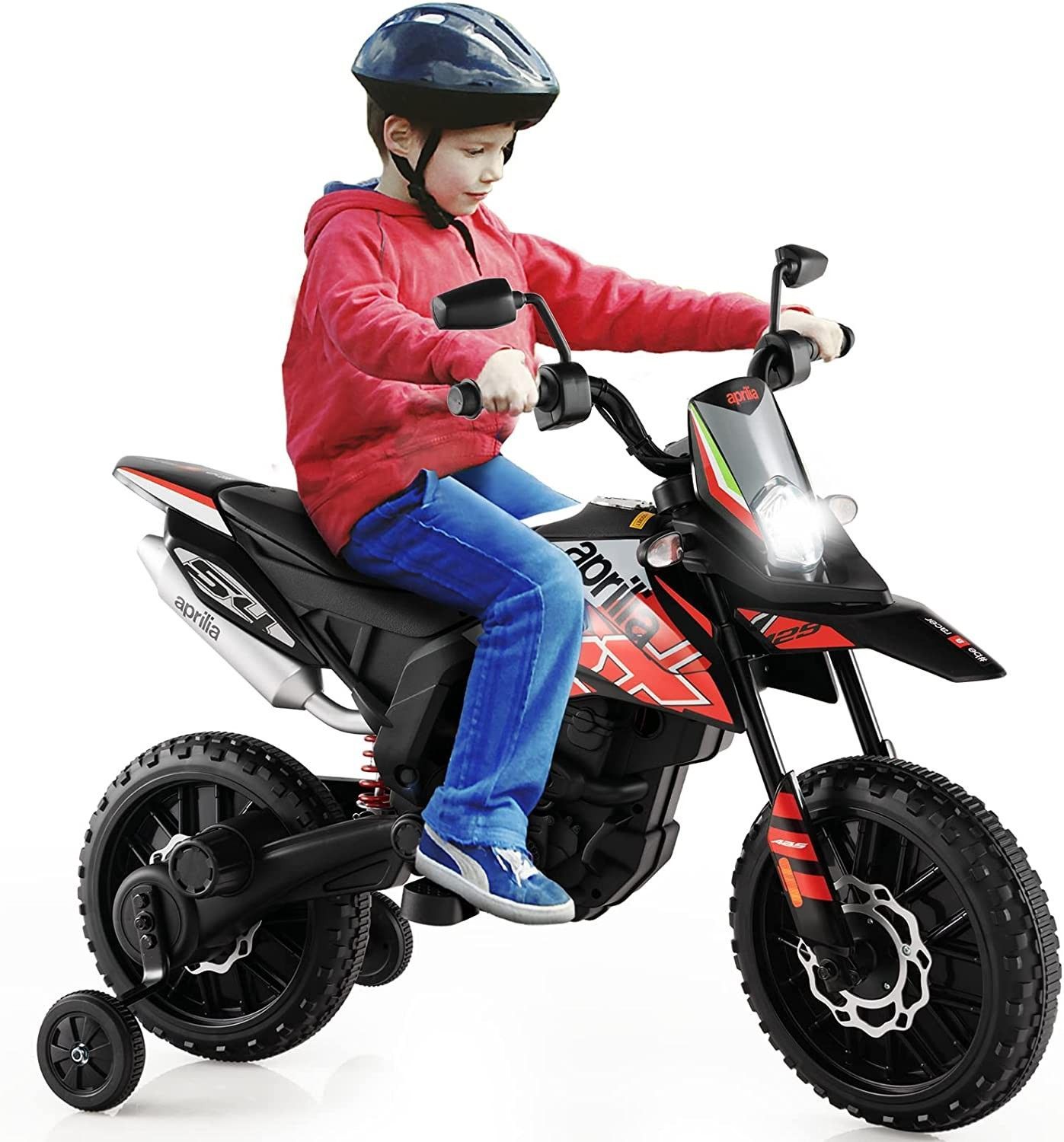 12V Kinder Elektro Motorrad mit Stützrädern, Kindermotorrad mit Musik ...