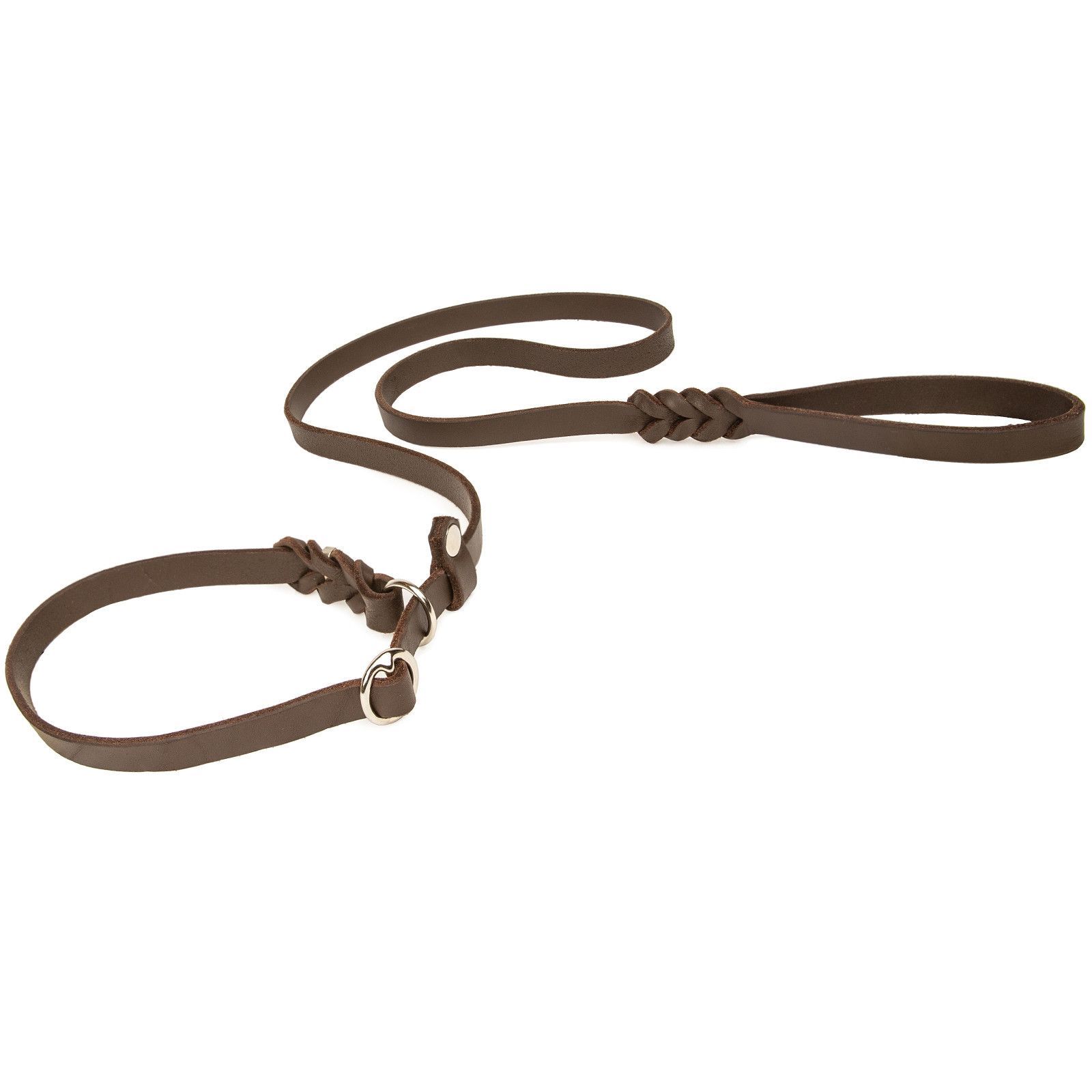 CopcoPet Leder Hundeleine 1,50m - Handgefertigt Mit 2 Griffen Braun
