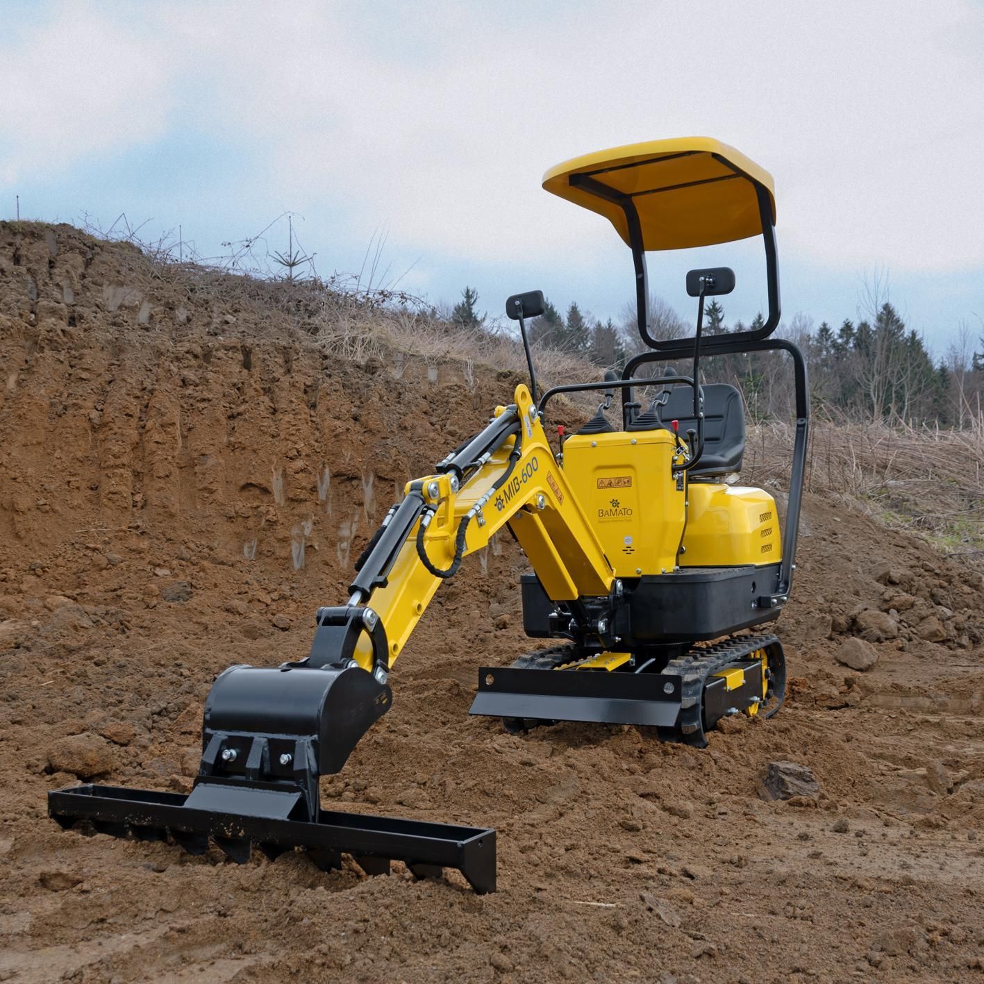 BAMATO Rechen für Minibagger MIB-600 Roderechen Humusrechen 1000 mm ...