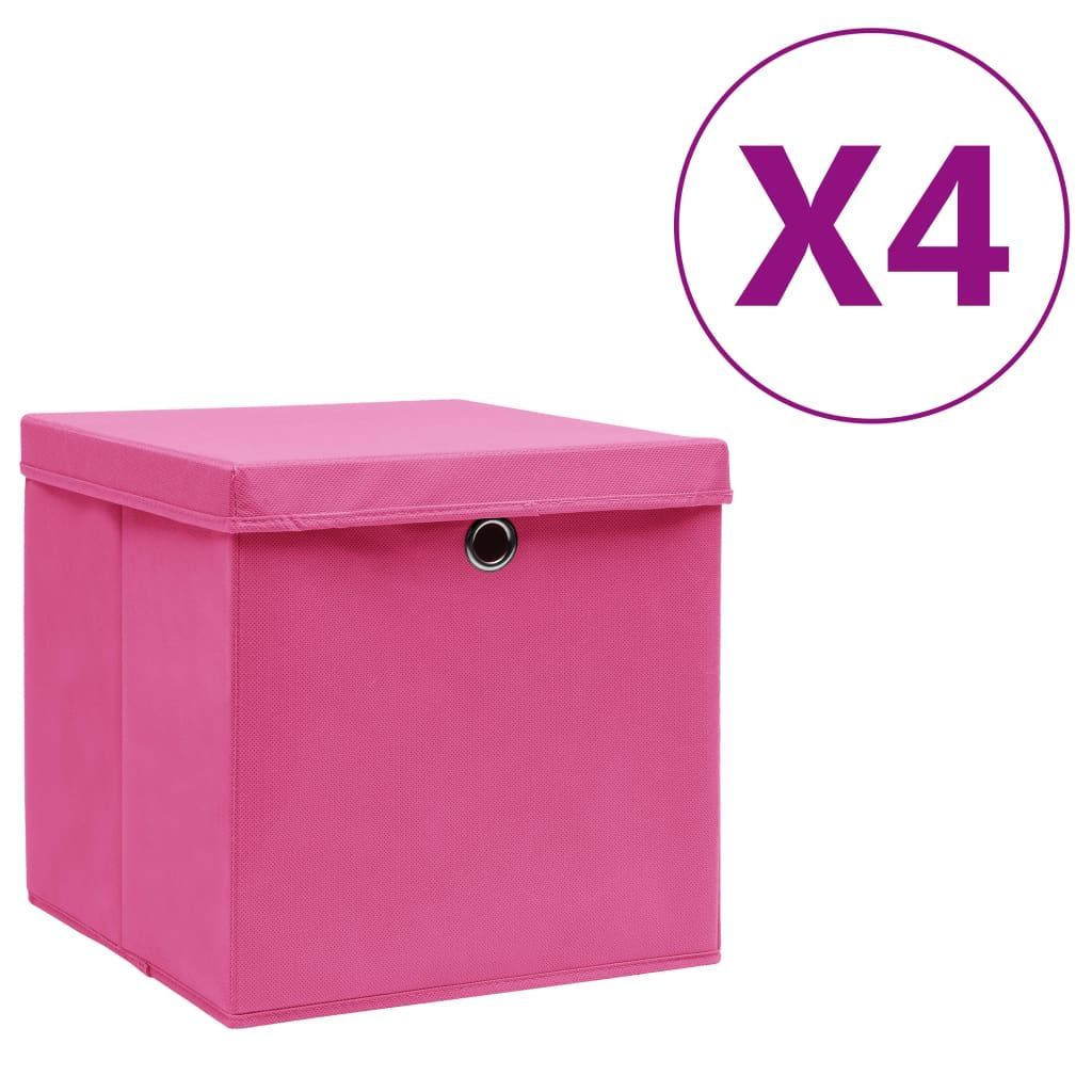 Vidaxl Rosa Aufbewahrungsboxen Mit Deckeln 4 Stk. 28X28x28 Cm
