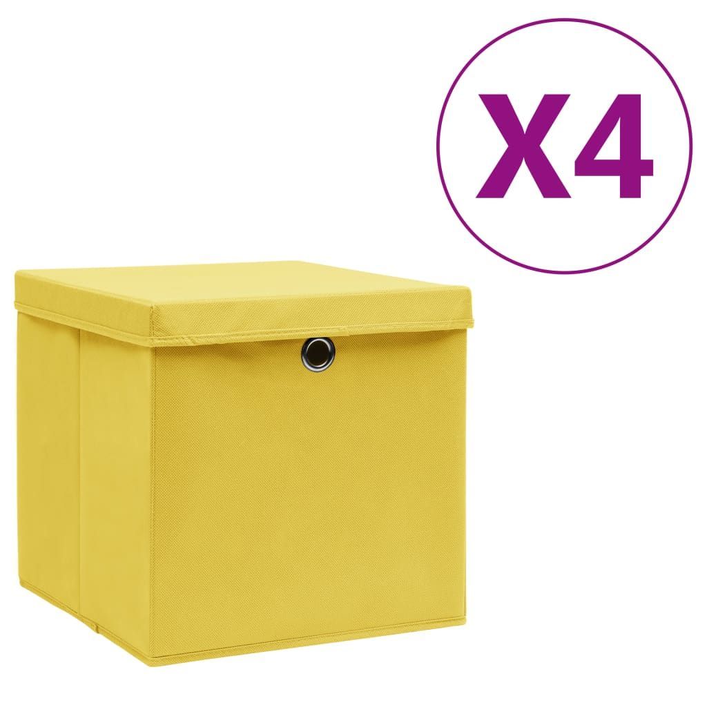 Vidaxl Gelb Aufbewahrungsboxen Mit Deckeln 4 Stk. 28X28x28 Cm