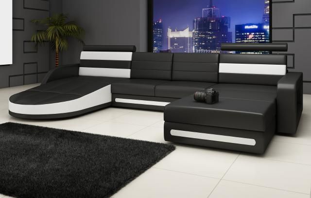 Corner Set Complete Set Sofa 3-Piece Corner Sofa 2X Adjustable Headrests Modern