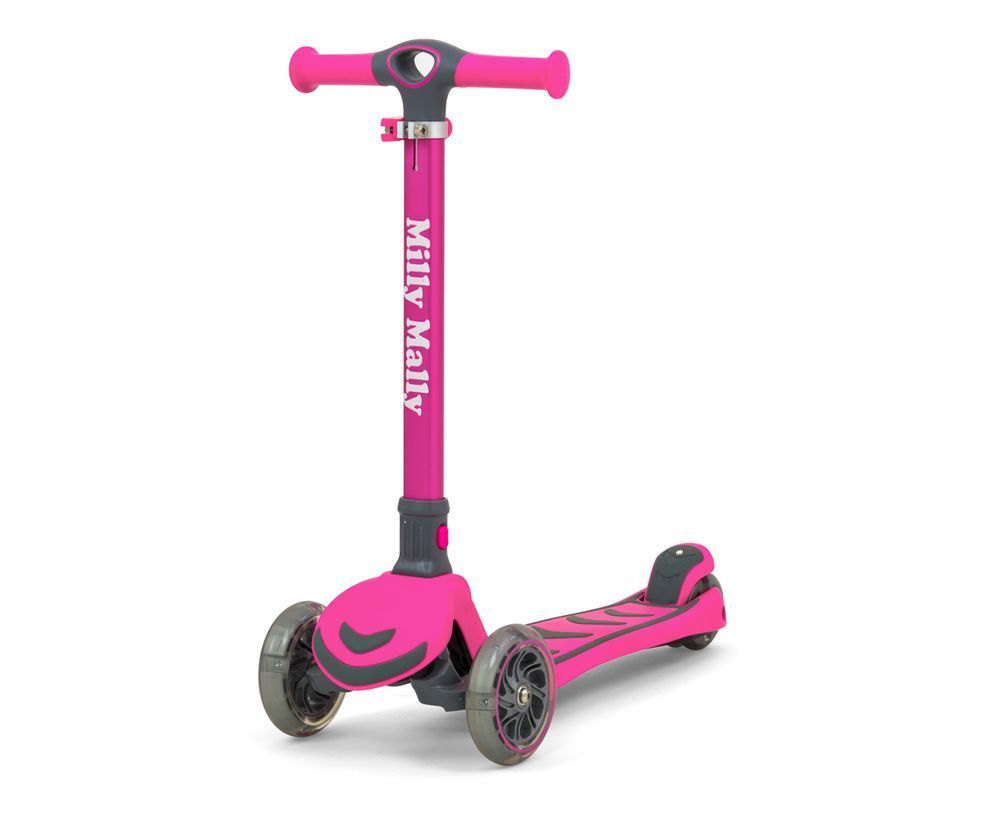 Milly Mally Unisex Kinder Scooter Boogie Pink Dreirädiger Roller Balance Spaß Fahren Led Räder