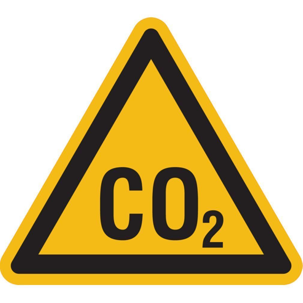 CO₂-Warnschild Von LEMAX® – Selbstklebend, Gelb/schwarz, 200 Mm – Perfekt Für Werkstatt, Lager & Mehr