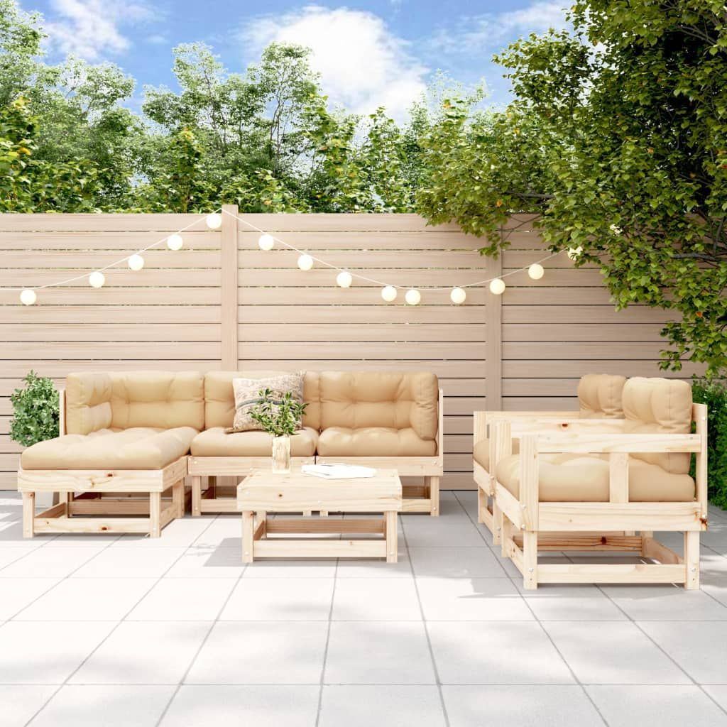 Vidaxl 7-Tlg. Garten-Lounge-Set Massivholz Kiefer
