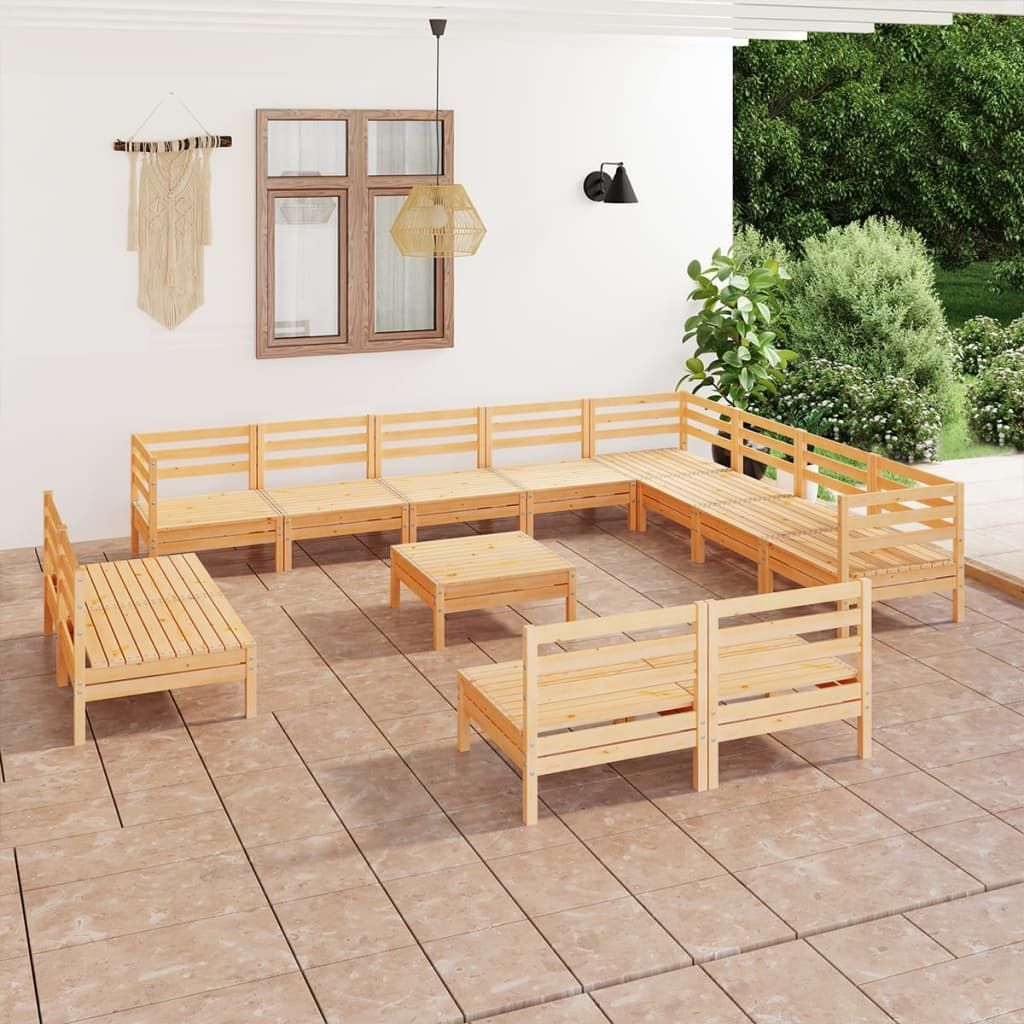 Vidaxl 13-Tlg. Garten-Lounge-Set Massivholz Kiefer