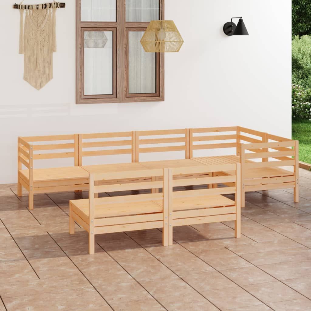 Vidaxl 7-Tlg. Garten-Lounge-Set Massivholz Kiefer