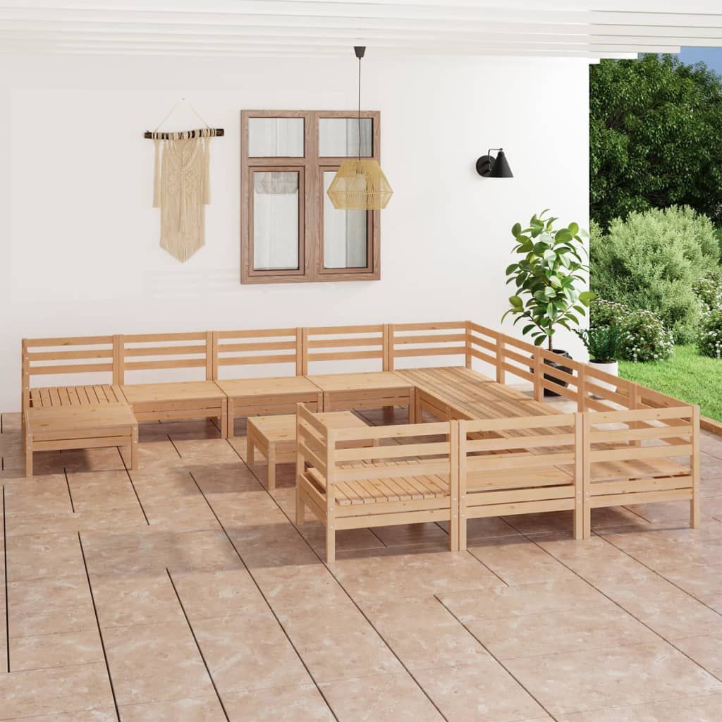 Vidaxl 13-Tlg. Garten-Lounge-Set Massivholz Kiefer