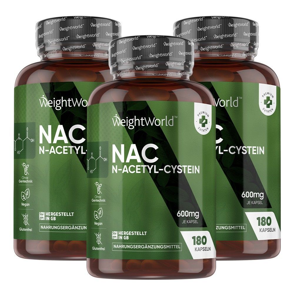 Weightworld Nac - N-Acetyl L-Cystein - 180 Kapseln - 600Mg Je Kapsel - 3 Pack