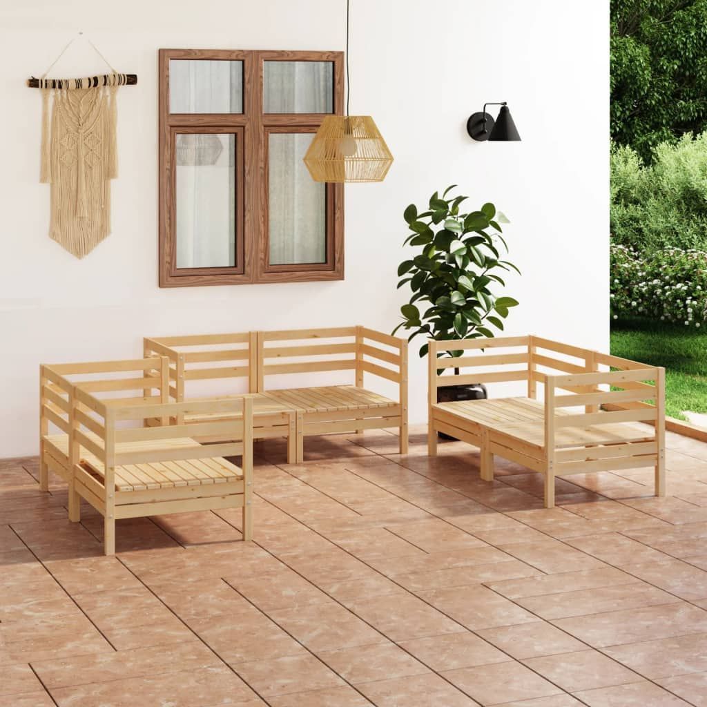Vidaxl 6-Tlg. Garten-Lounge-Set Massivholz Kiefer