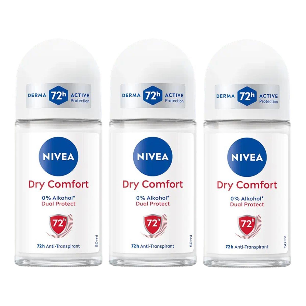 Beiersdorf Ag Nivea Deo Dry Comfort Roll On 72H Anti Transpirant Schutz 50Ml 3Er Pack