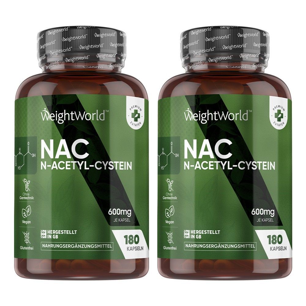 Weightworld Nac - N-Acetyl L-Cystein - 180 Kapseln - 600Mg Je Kapsel - 2 Pack