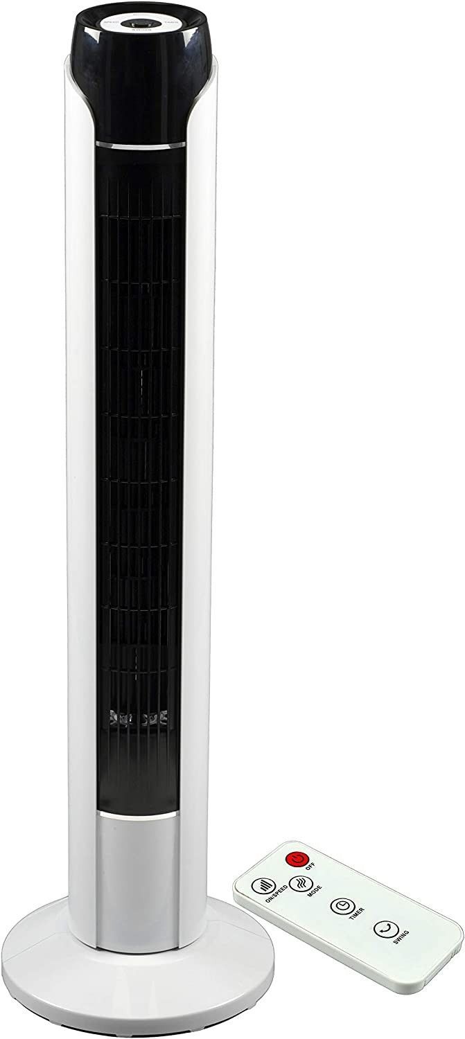 Commodoor Weiß Tve23 Turmventilator 50W - Leise, 90Cm, Fernbedienung, 3 Stufen, Ventilator