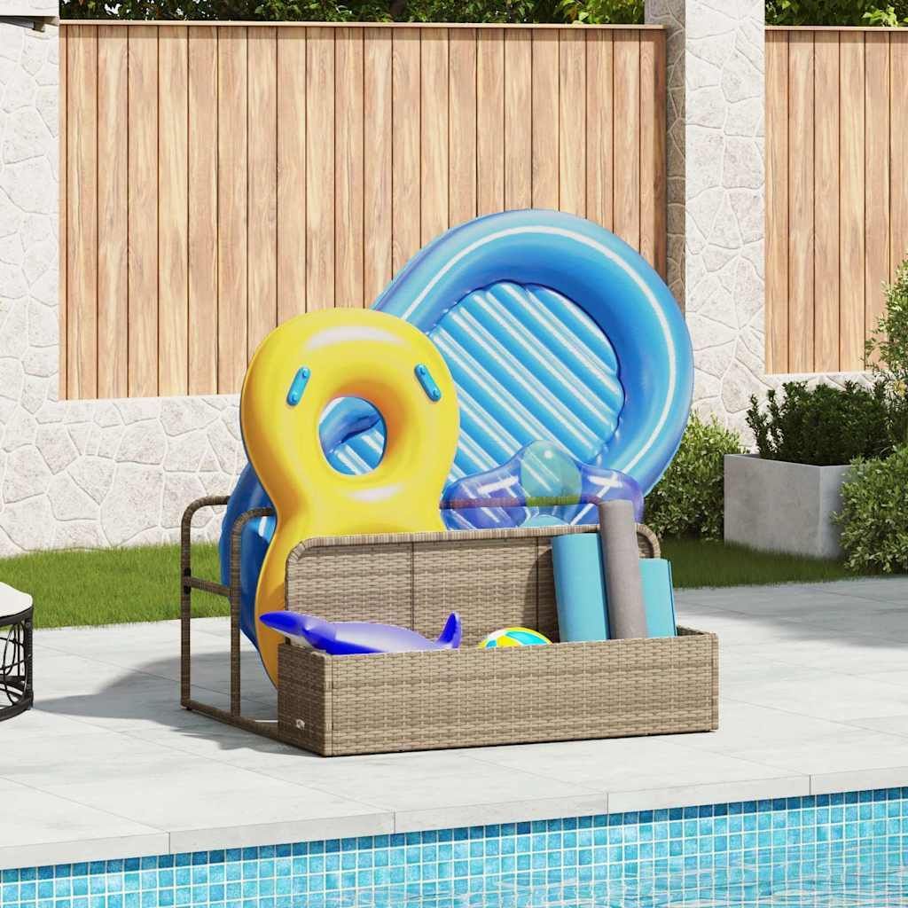 Vidaxl Beige Pool Aufbewahrungsbehälter 110X100x57 Cm Poly Rattan