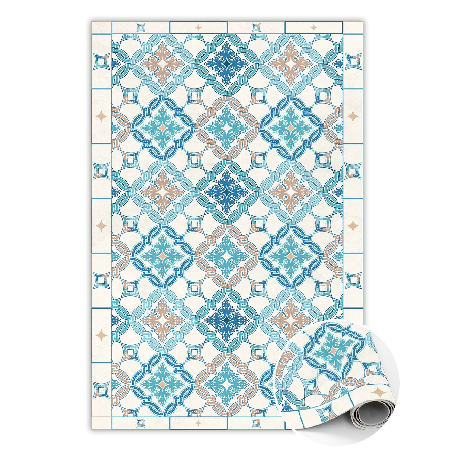 Tulup Blau Teppich Auf Pvc Zum Wohnzimmer Geometrisches Gewebe Bodenmatte