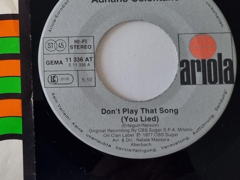 Adriano Celentano - Don't play that song (You lied) 7'' Vinyl Germany
