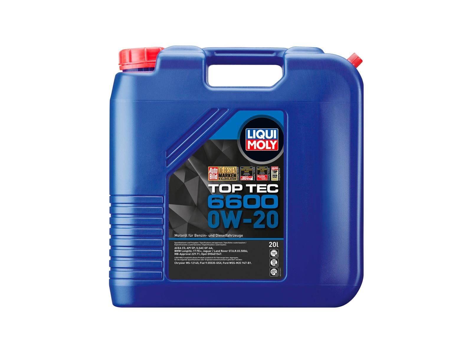 "LIQUI MOLY Motoröl ""Top Tec 6600"" SAE 0W 20 l Kanister"