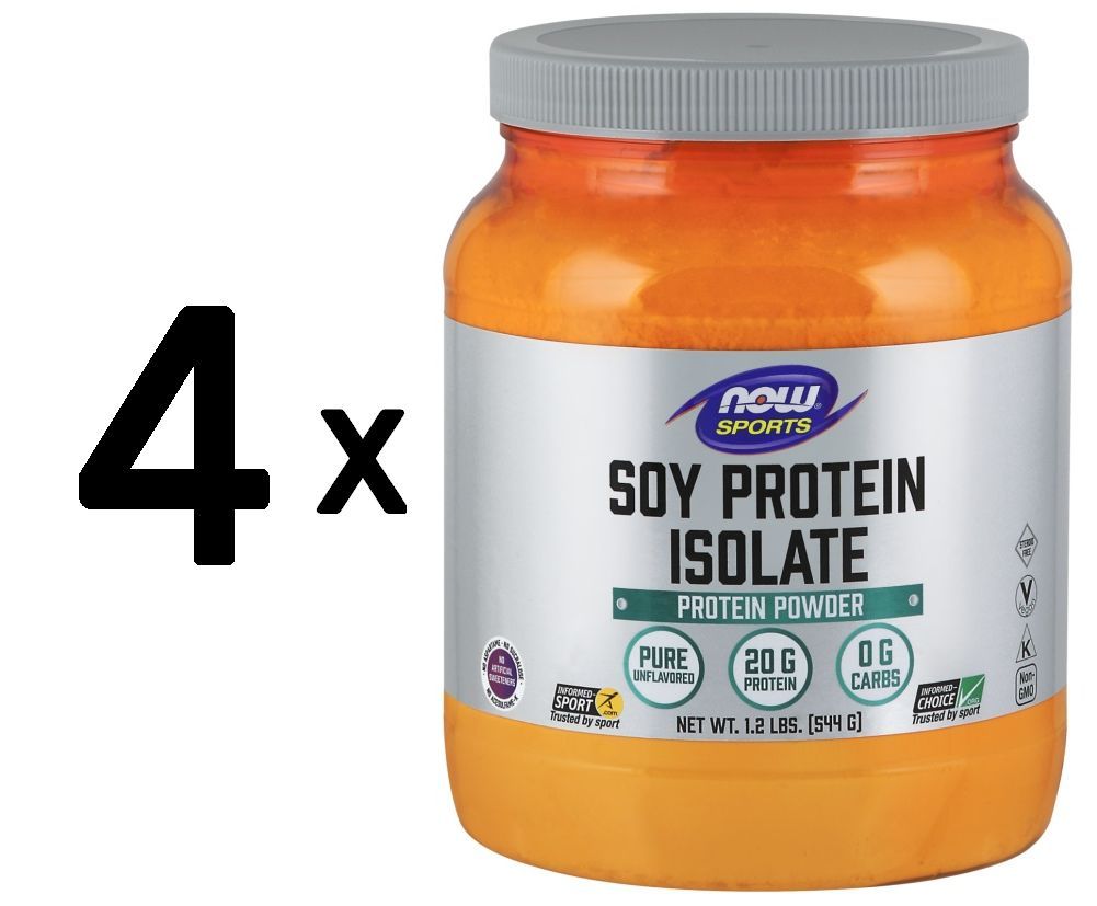4 x NOW Foods Soy Protein Isolate Non-GMO, Unflavored - 544g