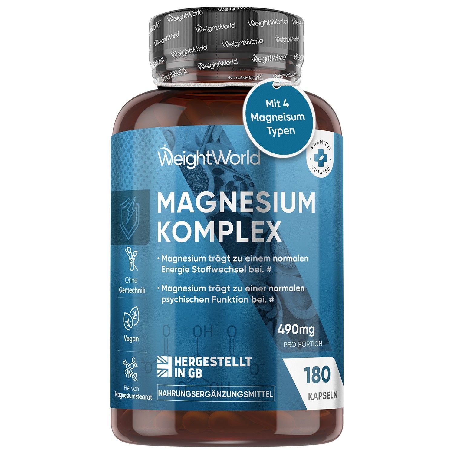 Weightworld Magnesium Komplex - 180 Vegane Kapseln - 3 Packungen