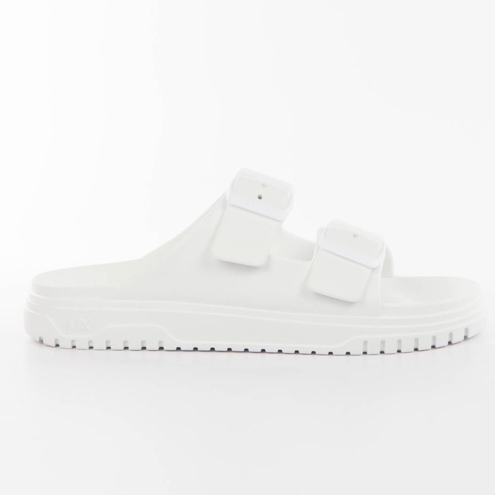 Armani Herren Weiss Claquette Weiß Mit Klassischer Schnalle