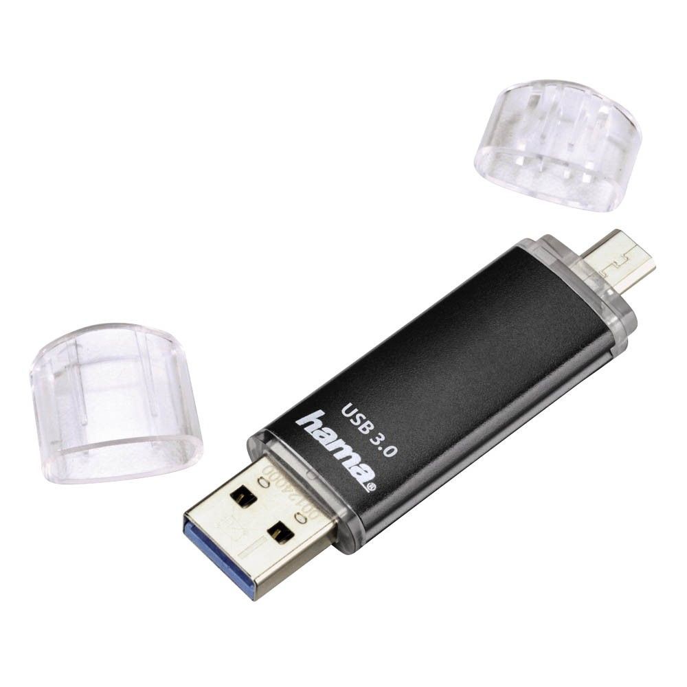 Hama Laeta Twin USB Flash Drive, USB 3.0, 128 GB, 40 MB/s, black
