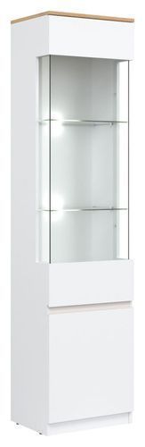 Furniture24 Licht Vitrina Remi Rm07 Wohnzimmerschrank Vitrinenschrank Weiß/ Evoke Eiche Ohne