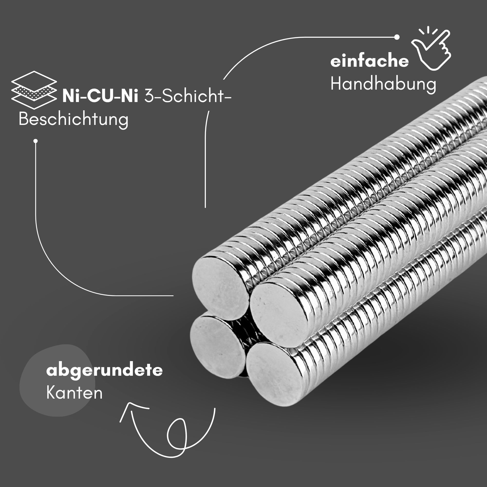 Magnet-Knöpfe Magnet-Verschlüsse 10 mm - 18 mm rund aus Metall, Taschenverschluss Nähen Basteln Kleidung - 10er-Satz