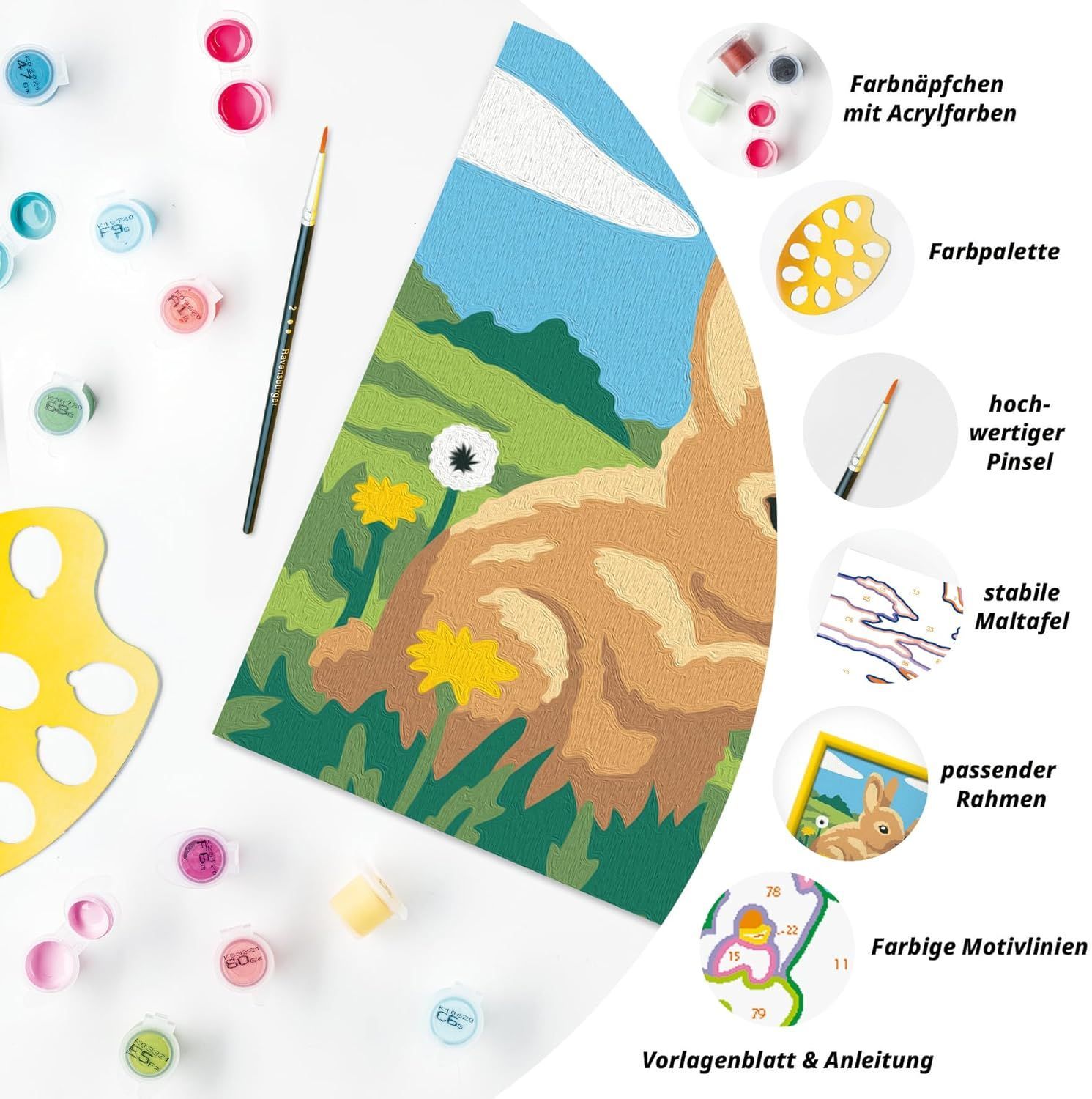 Ravensburger CreArt 12023124 - Hasenfreunde - Malen nach Zahlen für