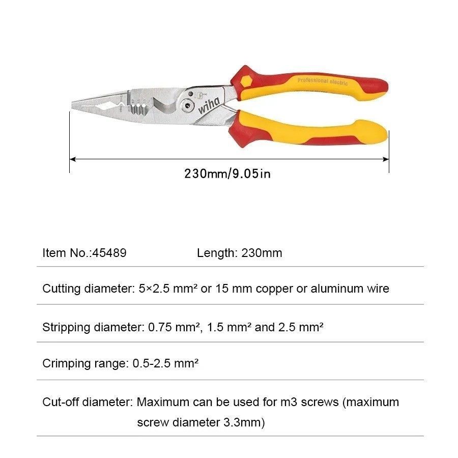 8 in 1 Insulated Pliers 1000V VDE Snip Nose Wire Stripping plier ...