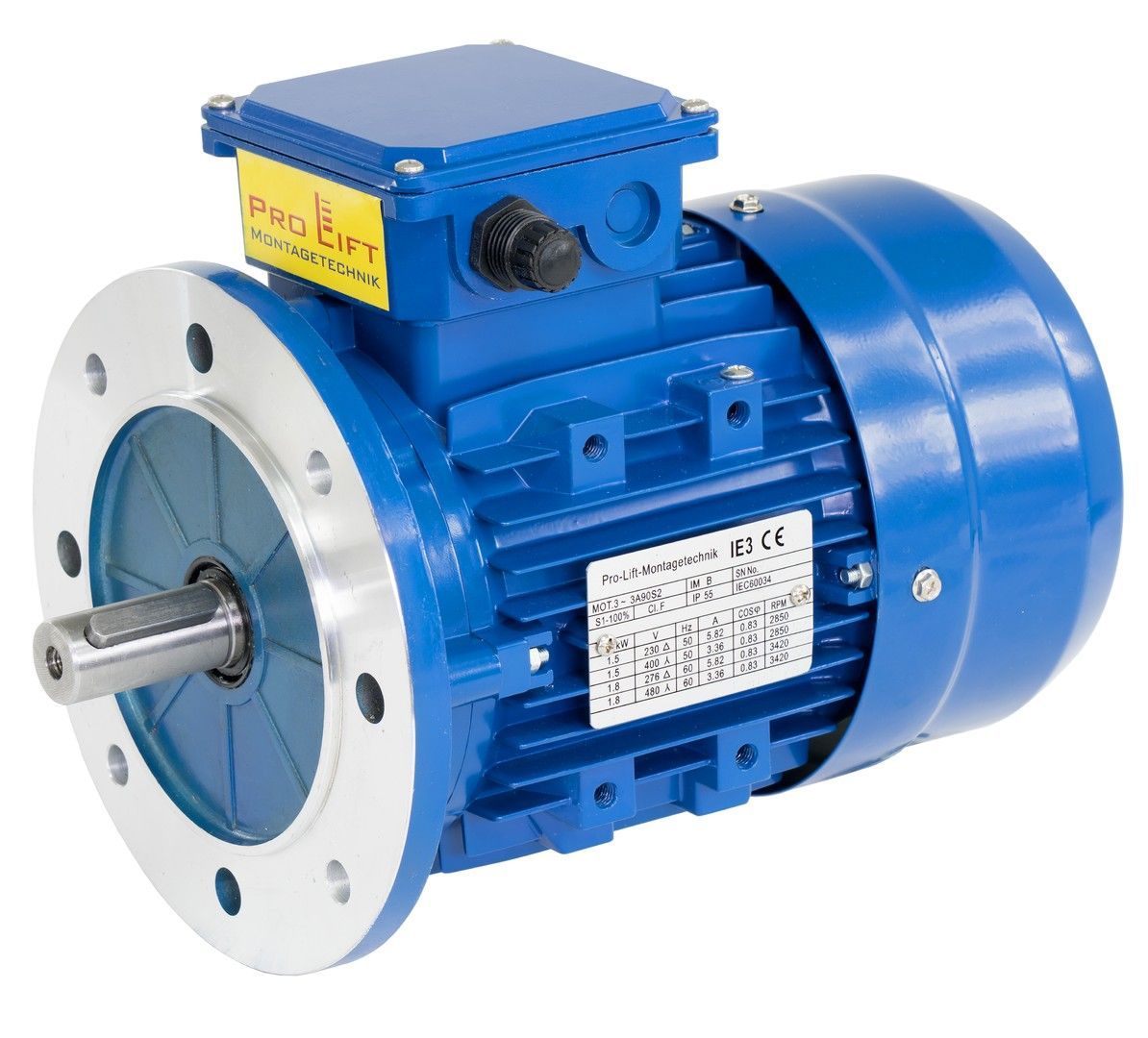 Drehstrommotor 1,5 KW 380V – Alugehäuse, 1405 U/min, IP55, 19 Mm Welle, Für Pumpen, Lüfter, Kompressoren & Co.
