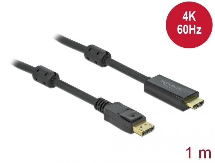 Delock Aktives Displayport 1.2 Zu Hdmi Kabel 4K 60 Hz 1 M