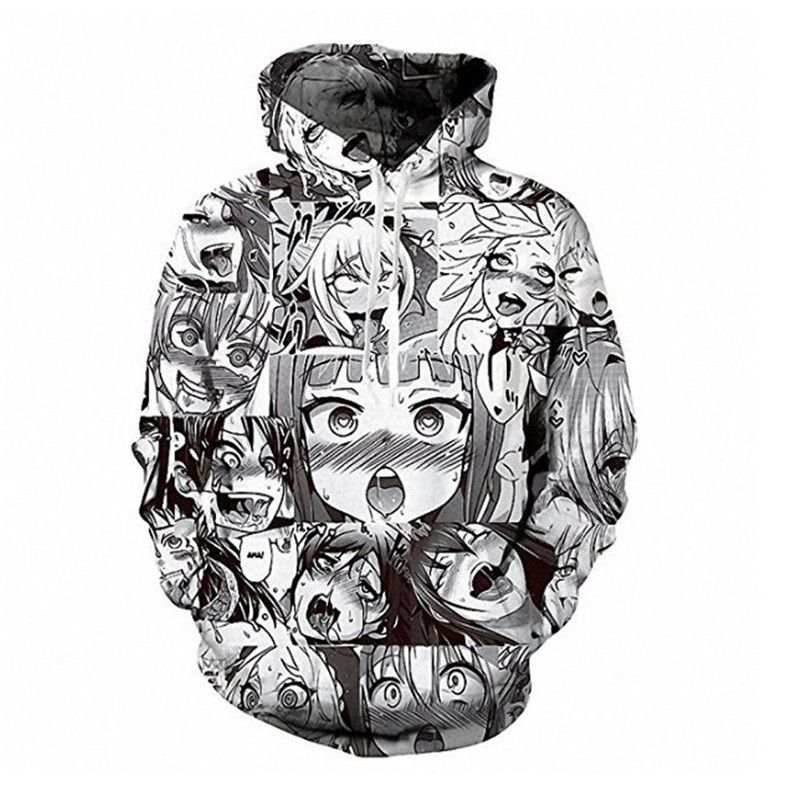 Ahegao Face Hoodie Hentai Manga Mens Sweatshirt Anime 3D Printed ...