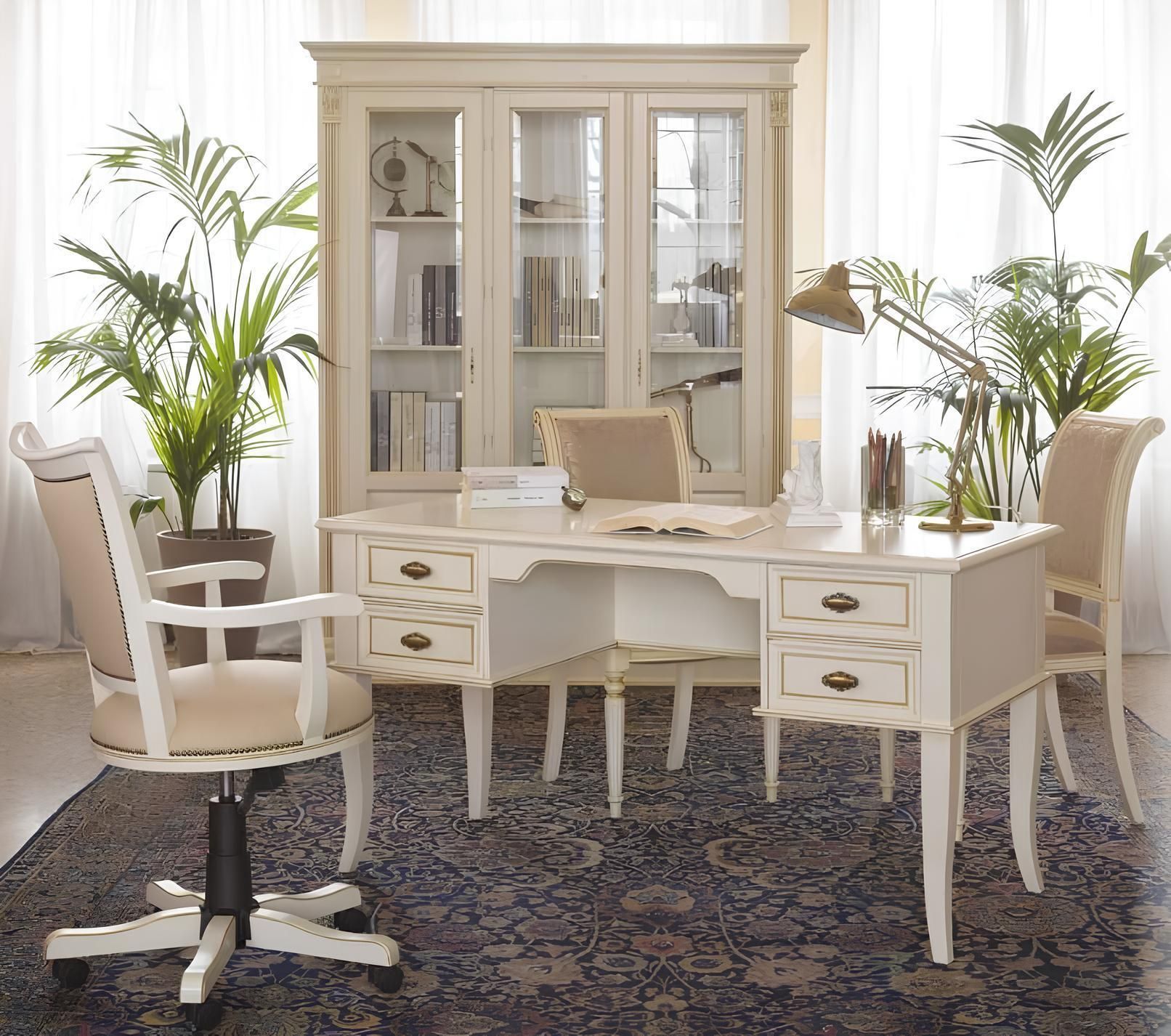 Xl Moebel Gmbh Weiß Home Office Furniture Set Desk + Armchair Real Wood 2 Piece Set Furniture White