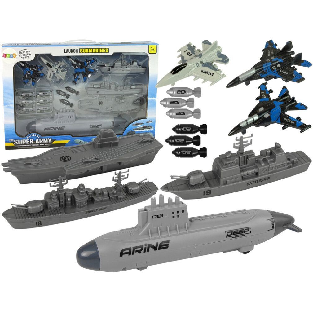 Leantoys Unisex Kinder Marine-Armee Set Marinestützpunkt Jets Bomben
