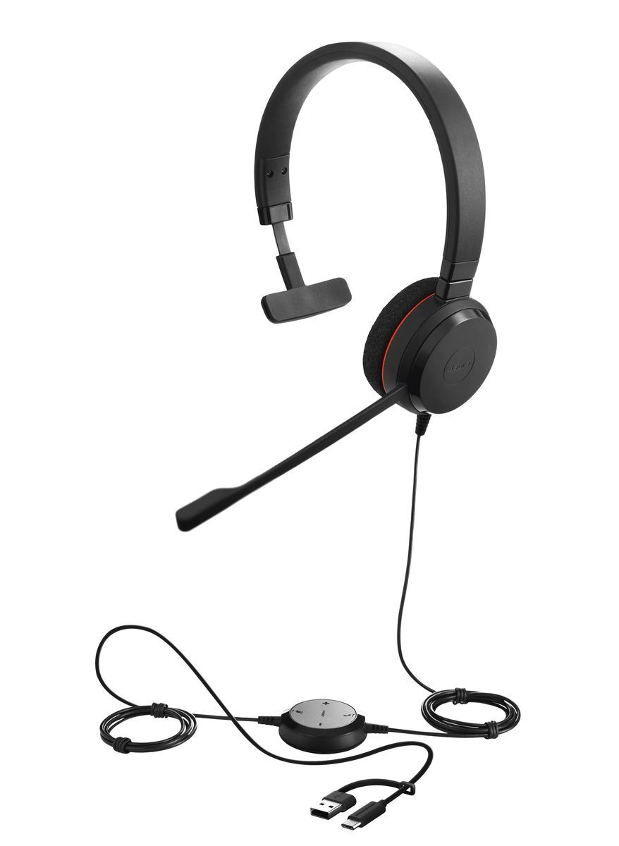 Jabra Evolve 20 Headset Wired Head-band Office/Call center USB Type-C / USB Type-A Black