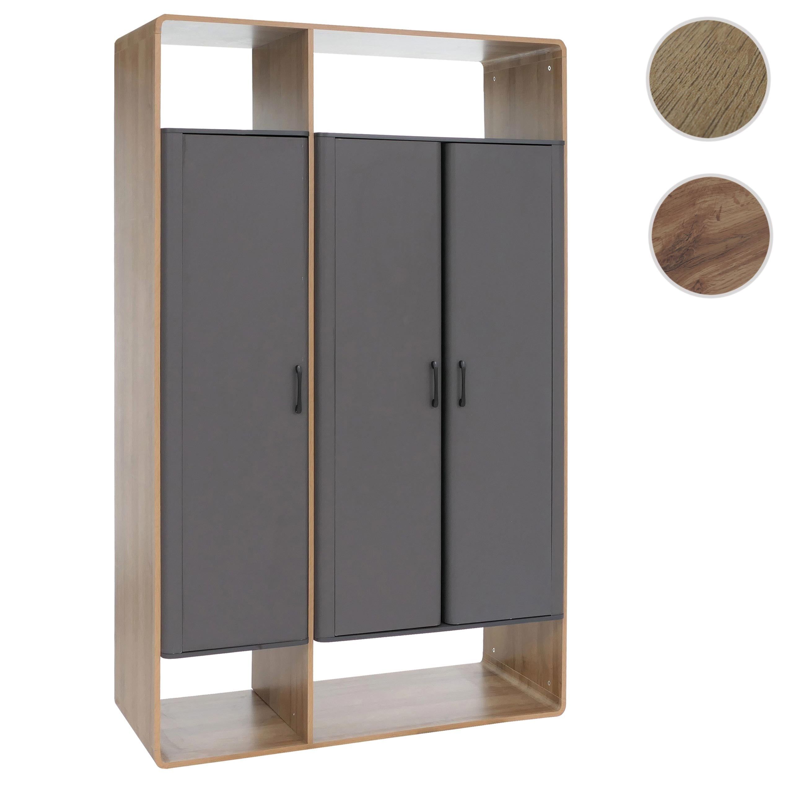 Mendler Schrank Hwc-P43, Garderobenschrank Highboard 3 Türen Mdf 200X120x55cm