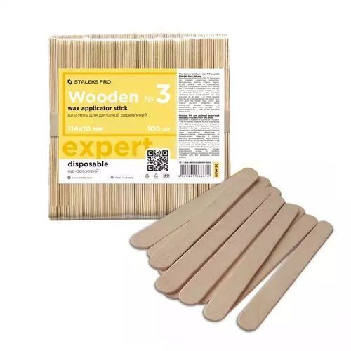 Staleks Pro Expert Holzspatel, 114X10mm, 100 Stück - Professionelle Depilationsw