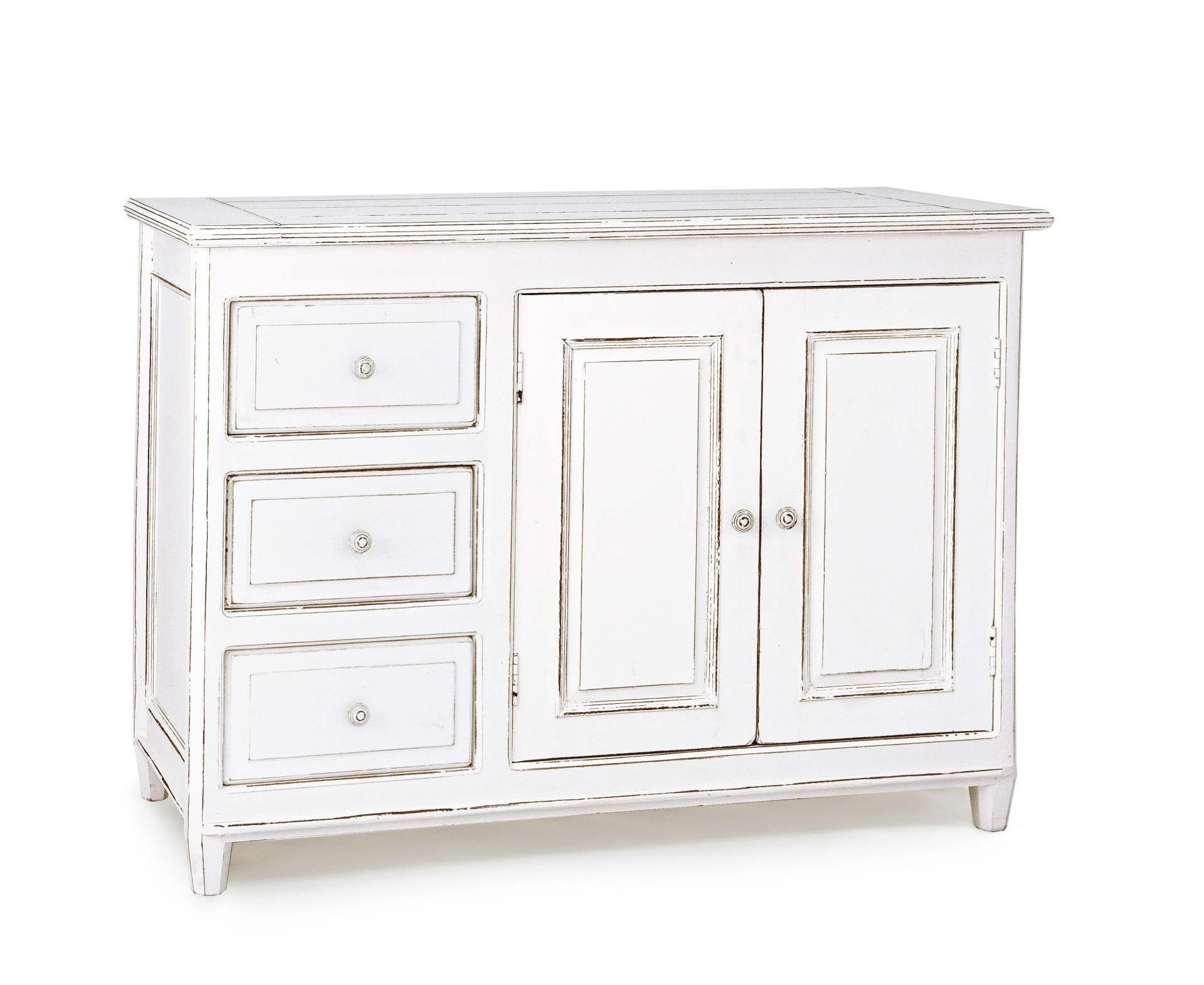 Feeling4home Weiss Sideboard Colette Aus Mangoholz, Landhausstil, Weiß, 120 Cm Breite, Mit 3