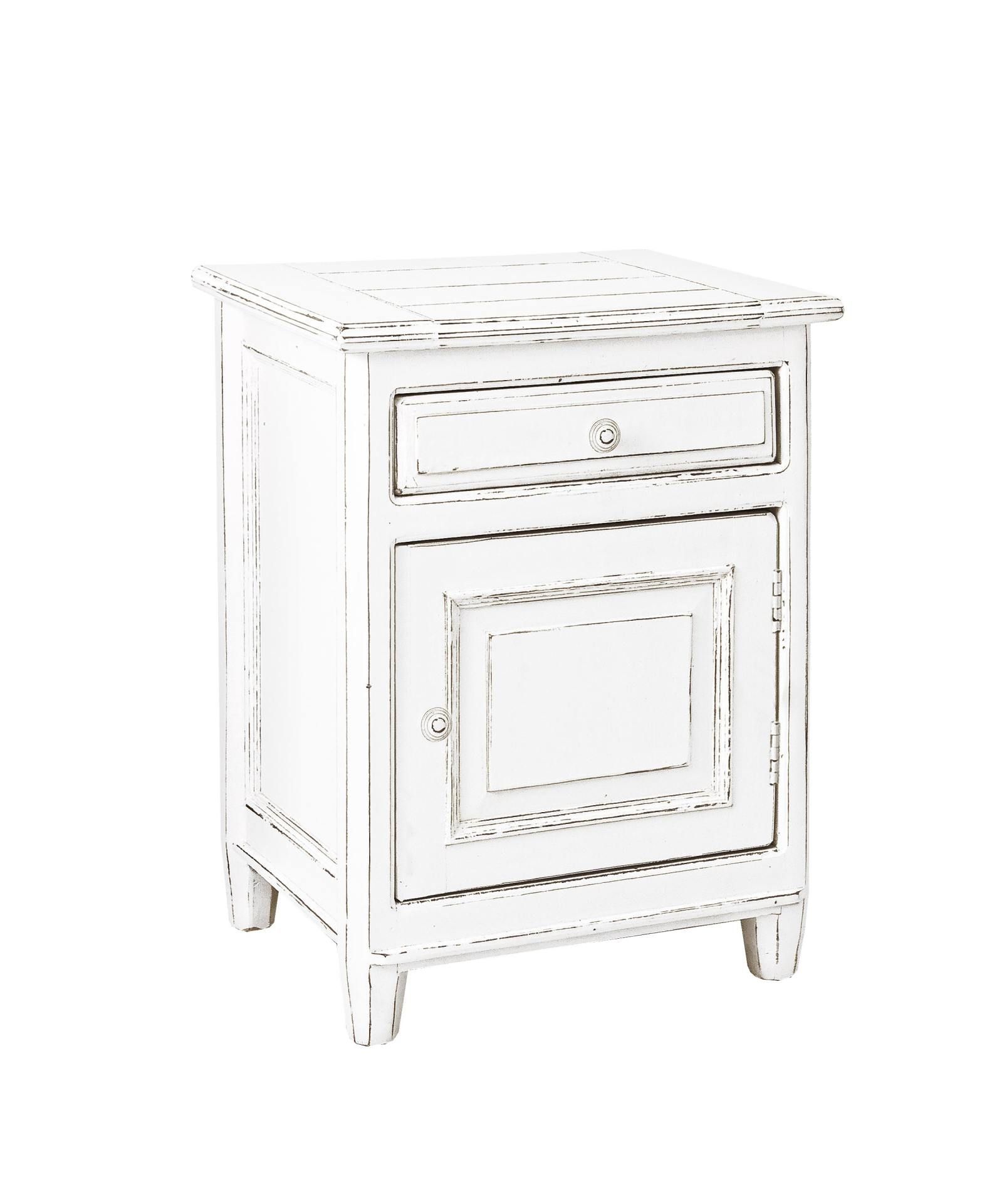 Feeling4home Weiss Nachttisch Colette Aus Mangoholz, Klassisch, Weiß, Links Angeschlagen, 50X40x65 Cm
