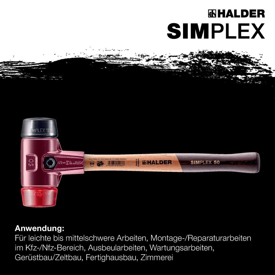 HALDER Simplex Schonhammer Ø 30 mm Gummi schwarz / Plastik rot kaufen ...